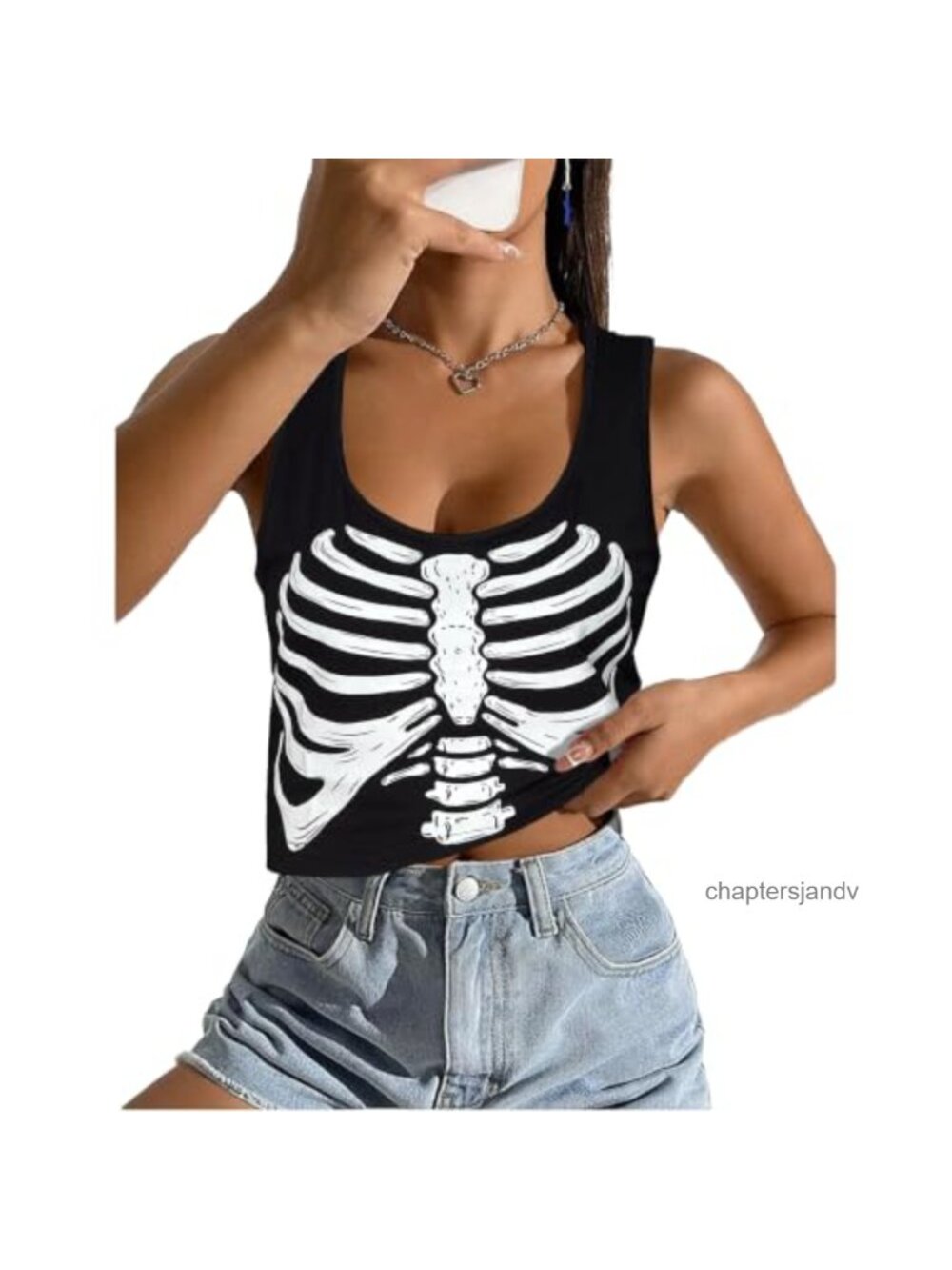Halloween Skeleton Tank Top Sleeveless Costume Vest Women's Novelty Top